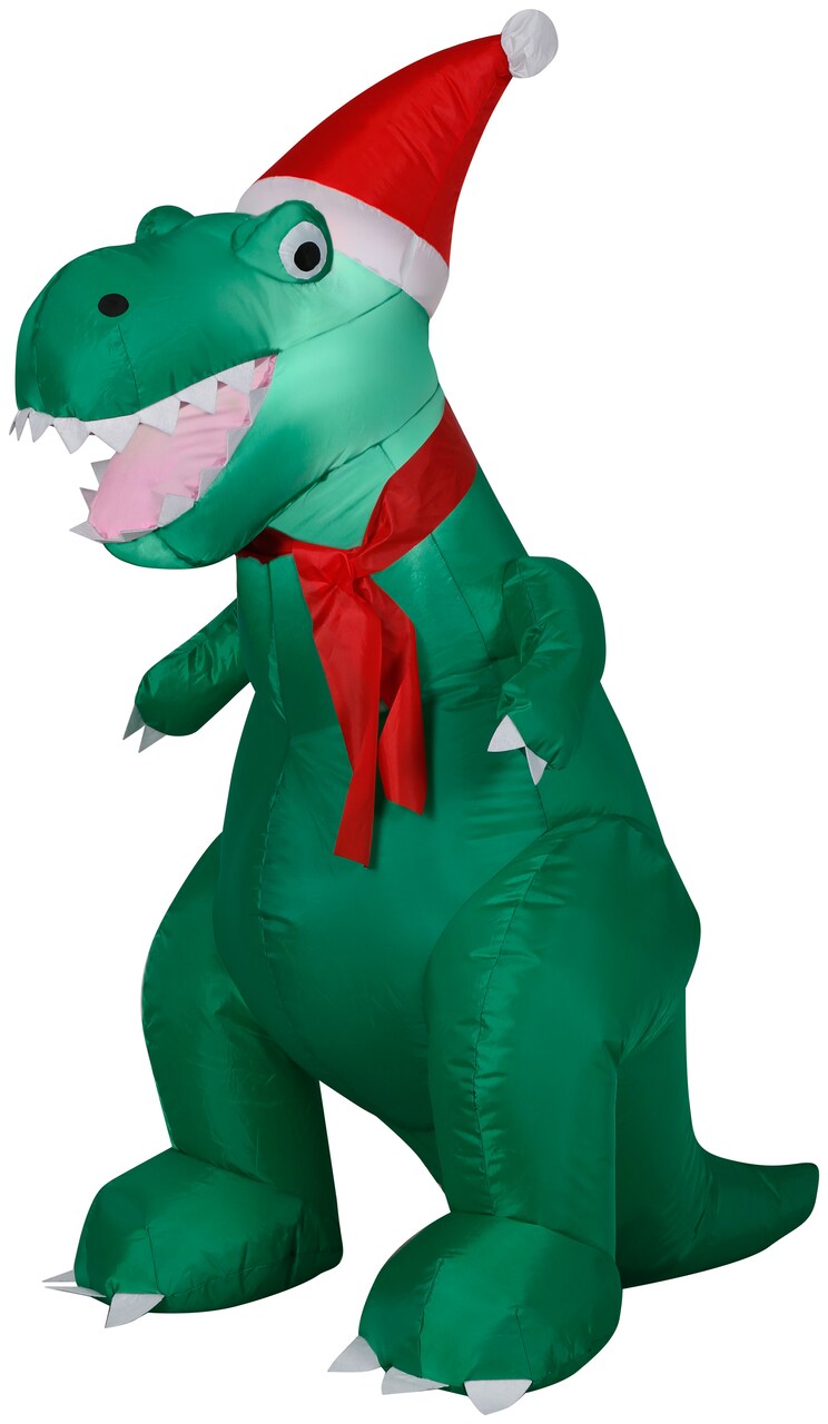 3.5' Gemmy Airblown Inflatable Christmas T-Rex Dinosaur Wearing Santa Hat 118674